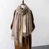 Bufanda nueva de hilo de mecha para otoño e invierno para mujer, engrosada y cálida, doble cara, chal de marca de tendencia de comercio exterior, calentador de cuello con borlas largas
