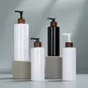 Frasco de Pressão Cilíndrico 500ml para Hotel Transfronteiriço Frasco Recarregável Frasco de Loção Pet Marrom Frasco de Gel de Banho Frasco de Shampoo