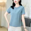 Camiseta de Manga Corta 2026 Mujer Nueva Verano Holgada Hombro Recto Top Rejuvenecedor Madre de Edad Media Estiloso Delgado Estilo Top