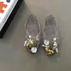 Pantuflas Coreanas Toe-Toe, Zapatos de Gelatina, Zapatos de Mujer con Flor de Pedrería y Cristal, Zapatos de Playa, Zapatos de Casa de Verano, Sandalias y Pantuflas