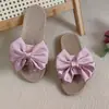 Chinelos de Linho Quatro Estações Femininos Sola Grossa Primavera e Outono Uso Interno e Externo Sala de Estar Doméstica Chinelos de Algodão e Linho Antiderrapantes Moda Atacado