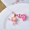 Novo Pingente de Cabacinha com Franja em Laca Degradê Estilo Chinês, Cordão Trançado à Mão para Celular, Acessório de Bolsa em Brocado Song Tradicional