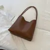 Bolso de mujer de gran capacidad, nuevo y moderno 2026, otoño vintage, patrón tejido, bolsa de mano Maillard para el día a día, bolso de hombro