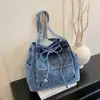 Bolso de Hombro de Mezclilla Shuai Mijia para Mujer 2026 Otoño Temprano Nuevo Estilo Coreano de Moda Simple Bolso Tote Casual de Gran Capacidad