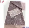 Vestido de pasarela brillante talla confusa lentejuelas tejido de malla nupcial lentejuelas tejido de encaje