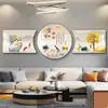 Pintura Decorativa Estilo Nuevo Fondo de Sofá Pared Pintura de Paisaje Estilo Chino Lujo Ligero Moderno Simple Pintura de Diamantes Dormitorio Mural Redondo