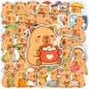 Nuevo set de 50 lindos stickers de capibara, con diseños divertidos y caprichosos, perfectos para decorar botellas de agua, cuadernos y diarios