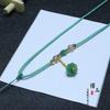Corda de Colar Teto de Lótus Joia Cordão Dourado Corda com Pingente de Jade Corda Trançada à Mão de Alta Qualidade Cordão com Pingente Ajustável