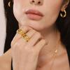 Anillo Abierto Estilo Lujo Ligero Xinyixin para Mujer Anillo de Dedo Geométrico Twill Joyería Acero Inoxidable Chapado en Oro de 18k