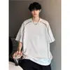 Camiseta Masculina Deconstructed Pesada Manga Curta Verão Tendência Marca Bonita Meia Manga Americana Amiga da Pele Respirável Roupas Largas