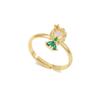 Anillo abierto de la serie Princesa creativa de circonita colorida microincrustada transfronteriza europea y americana para mujer, moda simple, anillo de animal pequeño