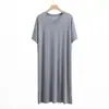 Novo Robe de Dormir Masculino de Modal para o Verão, Longo, Comprimento no Joelho, Manga Curta, Decote em V, Comprimento Médio