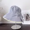 Chapéu de Pescador Patchwork com Laço Fashion para Mulheres, Chapéu Balde Simples Versátil para o Verão, Chapéu de Tecido com Proteção Solar