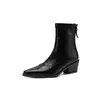 Botines de Moda Estilo Británico 5.5cm Temperamento Elegante Adelgazantes 2026 Otoño/Invierno Nueva Llegada Punta Fina Tacón Grueso Cremallera Trasera Botines Cortos para Mujer