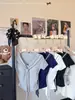 Camiseta de Manga Corta con Cuello Marino Estilo Universitario para Mujer con Almohadillas en el Pecho, Corte Ajustado, Top Exterior de Color Sólido para Verano