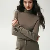Camiseta Base de Lana Fina Yangzi para Mujer, Manga Larga Otoño/Invierno, Cuello Alto, Ropa Interior, Color Sólido, Versátil, Sin Costuras