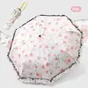 Guarda-chuva de Renda com Alça de Anel Aberta Manual Guarda-sol Guarda-chuva de Uso Duplo Alto Valor Estético 70% de desconto Proteção UV Cola Preta Guarda-sol