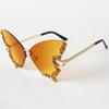 Nuevas Gafas de Sol con Forma de Mariposa Sin Montura Gafas de Sol Rojas de Internet para Mujer Gafas de Sol Transfronterizas de Alto Nivel