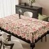 Toalha de Mesa Floral Retrô Americana Impermeável à Prova de Óleo à Prova de Escaldamento Sem Lavagem Estilo Pastoral Uso Doméstico Resistente à Sujeira Retangular para Mesa de Jantar