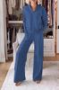 Conjunto de pantalones casuales de moda para mujer de otoño/invierno 2025 estilo nuevo europeo y americano con cuello, manga larga, holgado y de color sólido de Amazon Cross-Border