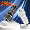 Carregador de carro 60W porta dupla super carregamento rápido USB um arrasta dois plugue de conversão para acendedor de cigarro do carro velocidade de carregamento rápido