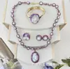 Novo Conjunto de Joias de Pérola Barroco Roxo Quatro Peças Estilo Francês Moda Argila de Cerâmica Artesanal Incrustação