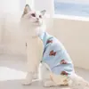 Roupas para gatos para primavera e verão, faixa abdominal de quatro patas anti-queda para evitar pegar frio, roupas finas e respiráveis para cães de estimação para o verão