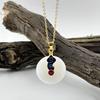 Colar com fivela de segurança esmaltada banhado a ouro nuvem auspiciosa pingente com fivela de segurança embutido corrente para clavícula colar de meninas