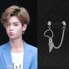 Lehua Qizi Huang Minghao Mesmo Estilo Brincos Coração Anjo Corrente de Orelha Dupla Brincos de Clipe Atacado Não Desbota em Estoque