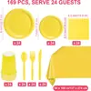 Color Sólido Desechable Tema Fiesta de Cumpleaños Vajilla Plato de Papel Espeso Amarillo Manteles Suministros para Fiesta de Picnic