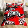 Juego de cama de tres piezas con estampado de control de juego de dibujos animados, adecuado para dormitorio familiar, funda nórdica