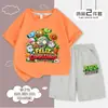 Plantas vs. Meninos. Conjunto de Roupa de Verão 2025 Novo Algodão Puro Roupas de Verão Camiseta Infantil Conjunto