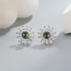 Aretes Cuadrados de Girasol para Mujer Pendientes de Plata de Ley S925 Moda Simple Exquisitos Elegantes de Alta Gama Aretes de Girasol