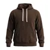 Sudadera con capucha de forro polar cálida para hombre transfronteriza Amazon otoño e invierno talla europea color liso casual holgada con capucha