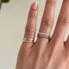 Anel Colorido com Zircônia Jieding, Joia de Aço Titânio de Alto Padrão, Não Desbota, Acessórios Transfronteiriços de Aço Inoxidável