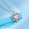 Collar Clavícula Clásico Más Vendido con Forma de Corazón de Diamante Rosa en Plata S925, Accesorio de Corazón Marino de Nicho de Lujo Ligero, Collar de Gama Alta