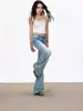 Jeans acampanados de tiro bajo de color claro para mujer, nuevo estilo primavera/otoño 2026, para chicas petite, no ajustados, pantalones de campana de pierna recta