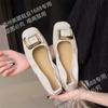 Zapatos Planos de Piel de Oveja Estilo Coreano para Mujer, Nuevo Modelo 2026, Hebilla Cuadrada Metálica, Zapatos Planos Versátiles de Piel Genuina