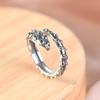 Anillo de plata S925 Golden Deer King, diseño simple, retro, desgastado, con antenas de pulpo, abierto, para mujer