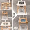 Inodoro de Sentadilla para Uso Doméstico, Inodoro para Ancianos, Inodoro para Mujeres Embarazadas, Taburete Móvil Convertido en Silla de Madera Maciza Pinglide Zhuzhu