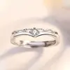 Anéis de Zircônia para Casal de Princesa e Príncipe com Design Aberto, Anéis de Casamento Simples de Luxo Leve para Homens e Mulheres, Presente de Alto Padrão