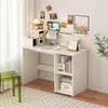Escritorio de esquina estilo crema con estantería, escritorio de estudio integrado, tocador de dormitorio, gabinete de escritorio, mesa para el hogar dos en uno