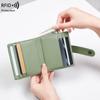 Nuevo Monedero para Mujer Antimagnético Rfid Transfronterizo Pu Color Puro Hebilla Tarjetero Pequeño y Ligero Corto Monedero