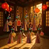 Colgante para coche en el mismo estilo que los borlas de cinco colores del Tíbet, cuerda colgante de campana del dios de la riqueza de cinco vías, recuerdo de atracción turística de Yunnan