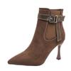 Botas Martin para Mujer, Moda Invierno 2026, Botas de Tacón Alto Puntiagudas con Hebilla de Cinturón, Estilo Británico, Botines Estilizados Profesionales de Tacón de Aguja