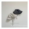 Sombrero de pescador estilo Harajuku japonés elegante, de color liso, con parte superior plana y ala ancha, para niños, sombrero de cubo, sombrero para el sol para bebés, sombrero de lavabo
