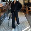 Cárdigan Suéter de Punto Coreano con Cremallera Traje de Pantalones de Pierna Ancha para Mujer Otoño e Invierno 2024 Holgado Casual Estilo Perezoso Conjunto de Dos Piezas