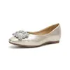 Sapatos Rasos Weiwei Lady 2697-1 com Bico Quadrado e Fivela de Strass para Mulheres, Adequados para Vestidos de Noite, Deslocamento e Casamentos