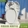 Lápida de Ángel con Figura Estilo Europeo, Monumento de Piedra de Ángel Meditando en Mármol Blanco, Lápida de Ángel de Mármol con Corona de Flores, Hecho a Medida por el Fabricante