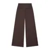 Moda Femenina 2026 Nuevos Pantalones Casuales de Pierna Ancha de Color Sólido de Cintura Alta Plisados Fluidos Pantalones Rectos Largos Versátiles